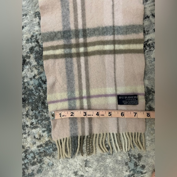 Burberry Pink Cashmere Plaid Nova Check Fringe Scarf - Picture 7 of 10